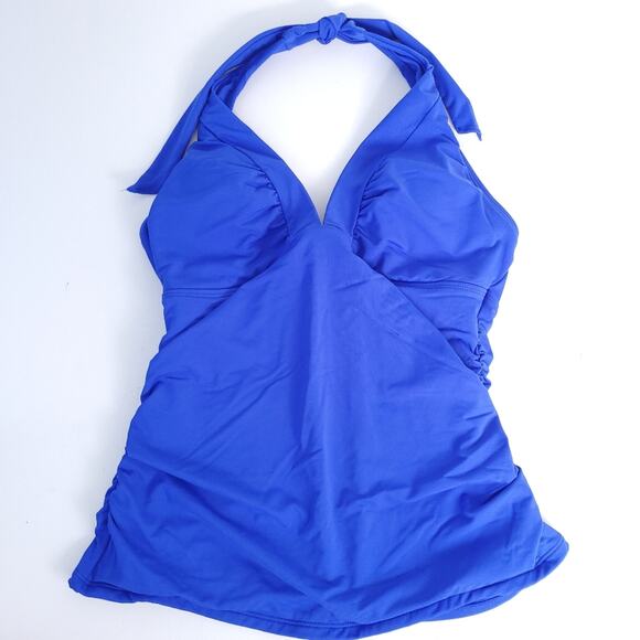 Athleta Tankini Top Swimsuit Small Blue Bathing Suit, Halter Tie Top Excellent - Picture 1 of 6